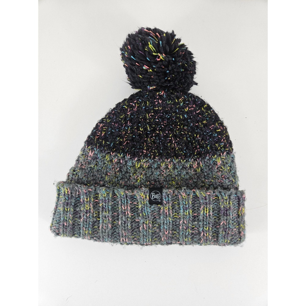 Buff Womens Black Grey MultiColor Rainbow Knit Primaloft Fleece Lined Beanie Hat